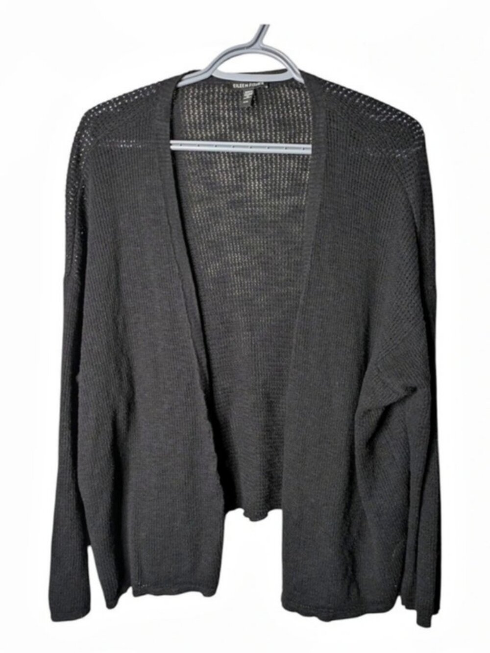 Eileen Fisher Linen Cotton Easy Fit Cardigan Black Size Medium